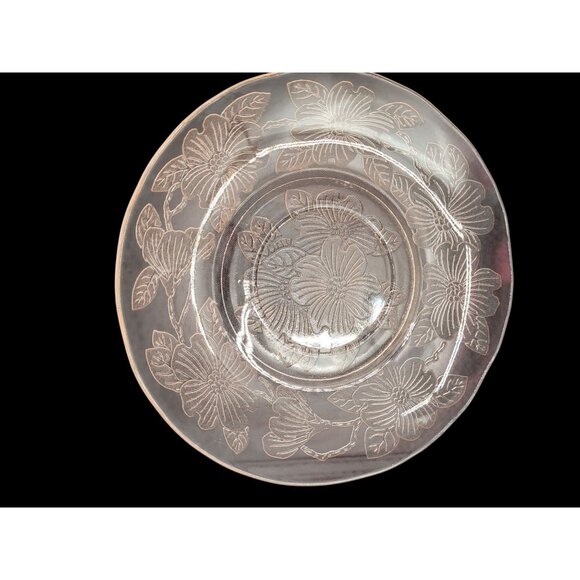 Set of 3 Vintage Macbeth Evans Dogwood Pink Depression Glass Saucers 6" - Picture 2 of 6